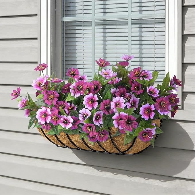 Fake Artificial Flowers for Outdoors Decoration, 4 Bundles Silk Faux Spring - Image 5