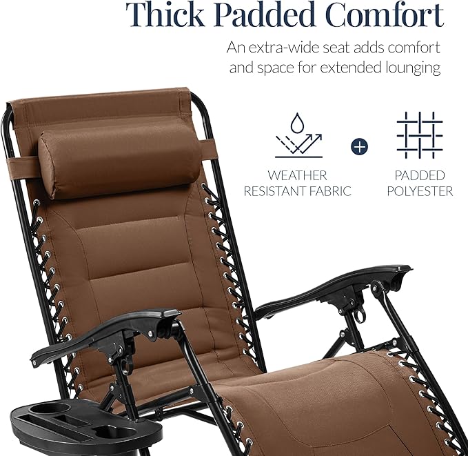 Best Choice Products Oversized Padded Zero Gravity Chair, Folding Outdoor Patio - Image 4
