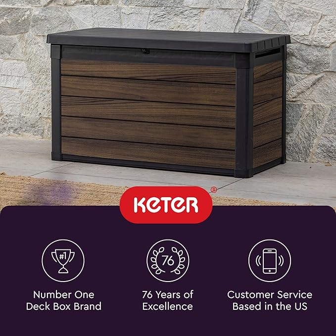 Keter Rosewood 100 Gallon Resin Deck Box Organization and Storage - Image 10
