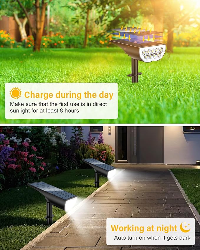 BAXIA TECHNOLOGY Solar Spot Lights Outdoor Waterproof, 3 Lighting Modes Solar - Image 2