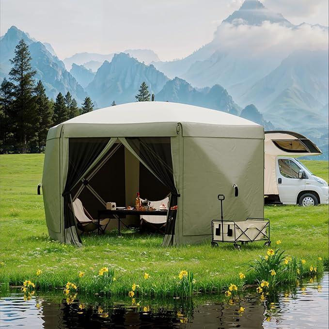 13x13FT 6-Sided Pop Up Gazebo Tent，One-Push Setup Canopy Tent - Image 6