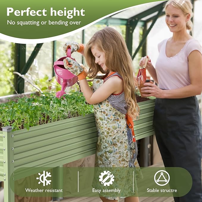 Raised Garden Bed with Legs, 48×24×32in Large Galvanized Elevated Planter Box - Image 2
