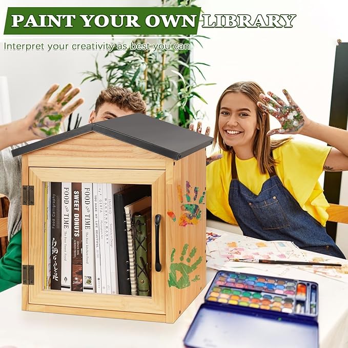 Outdoor Library Outdoor Book Box Storage Small Wooden Cabinet Little Literature - Image 5