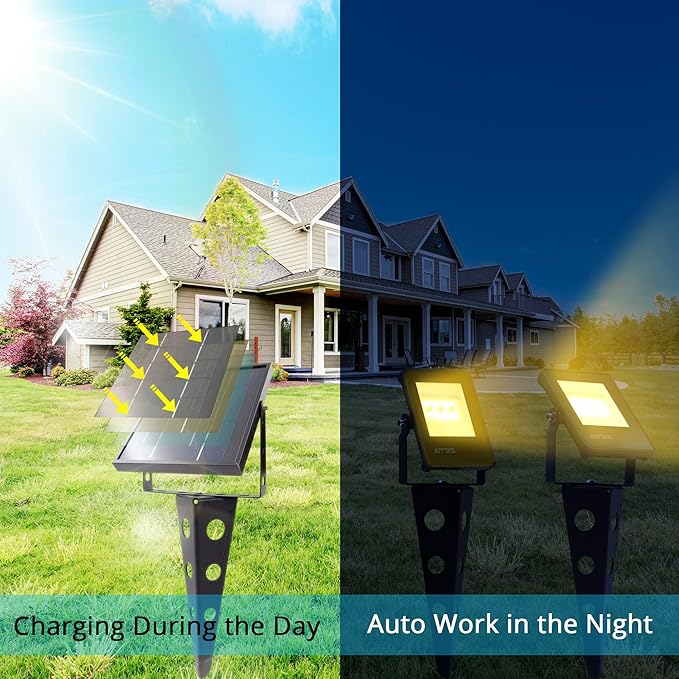 Solar Spotlights Outdoor Waterproof, Zeta 6-in-1 Spot Lights Metal Warm White - Image 6