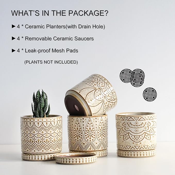 Gepege 4 Inch Small Indoor Succulent Ceramic Planter Pot - Image 3