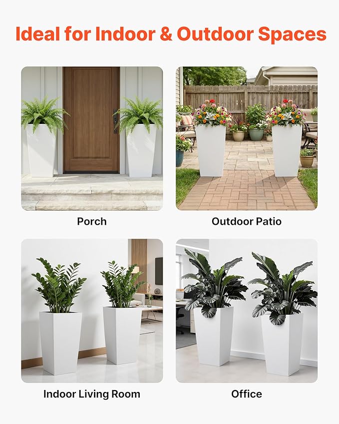 VEVOR 30 inch Tall Planters for Outdoor Plants Set of 2, Modern Large Planters - Image 6