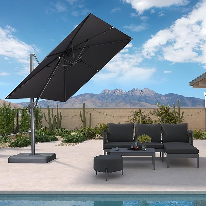 PURPLE LEAF Patio Umbrella 8' X 8' Rectangle Cantilever Umbrella Large Aluminum by Unknown