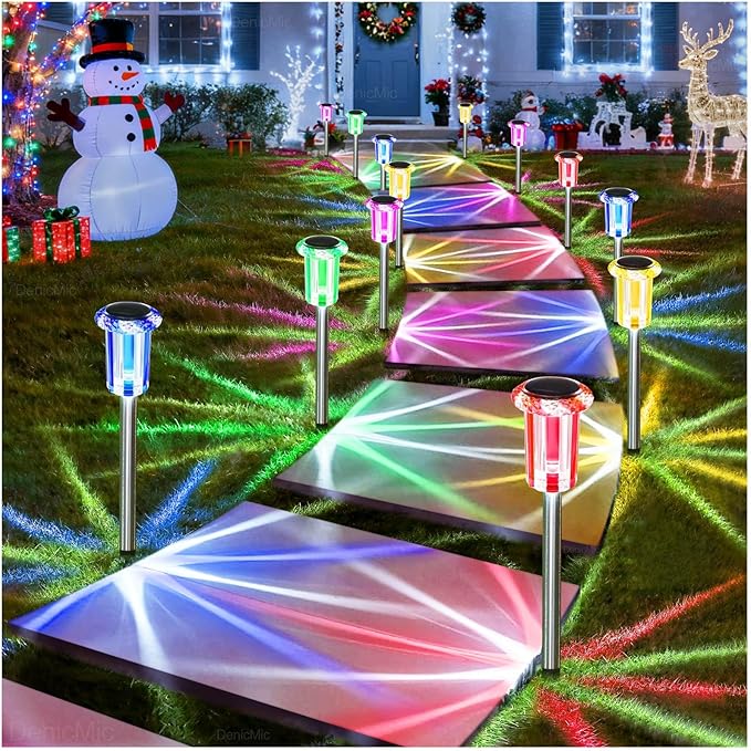 DenicMic Solar Lights Outdoor 10 Pack Waterproof Color LED Stainless Steel - Image 8