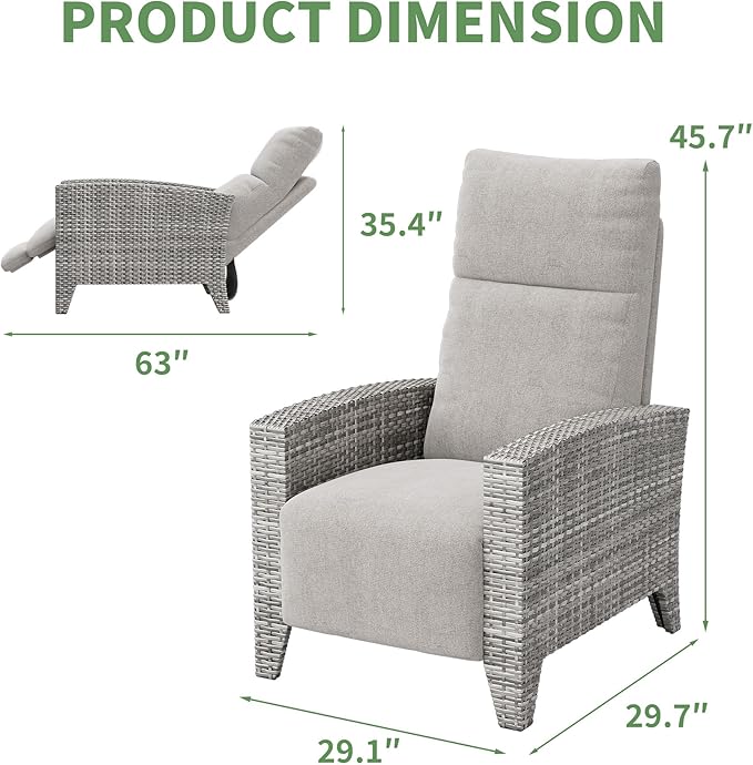 IDEALHOUSE Wicker Outdoor Recliner Reclining Patio Chairs - Image 2
