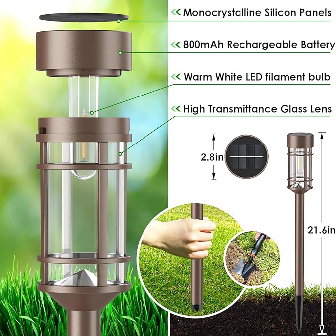 Mancra 8 Pack Solar Outdoor Lights, Bright Up to 10 Hrs Solar Lights Outdoor - Image 5