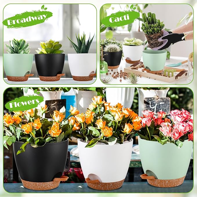 Remerry 15 Pcs 7/6.5/6/ 5.5/5 Inch Self Watering Planters - Image 5