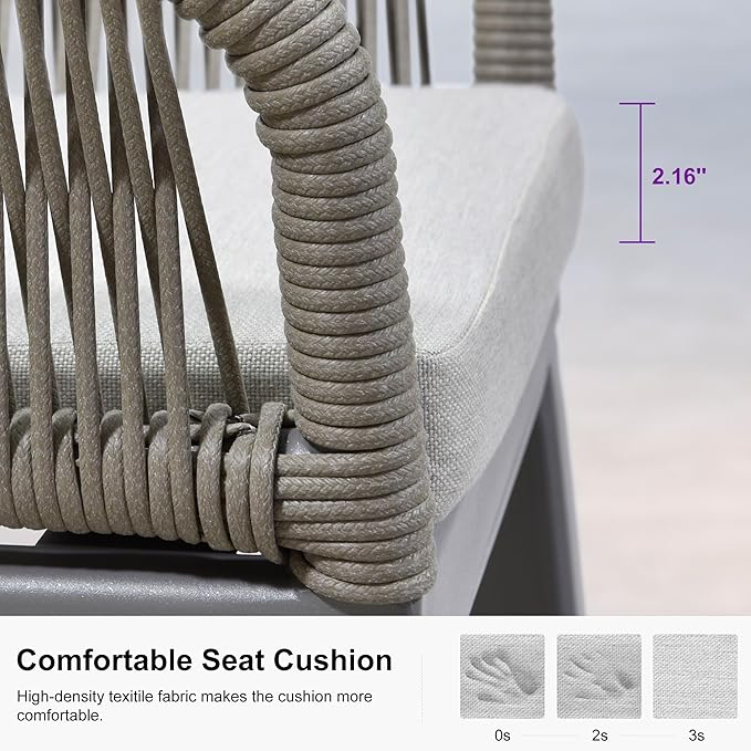 PURPLE LEAF Outdoor 29" Wicker Bar Stools Set of 2, Boho Patio Bar Height Chair - Image 6