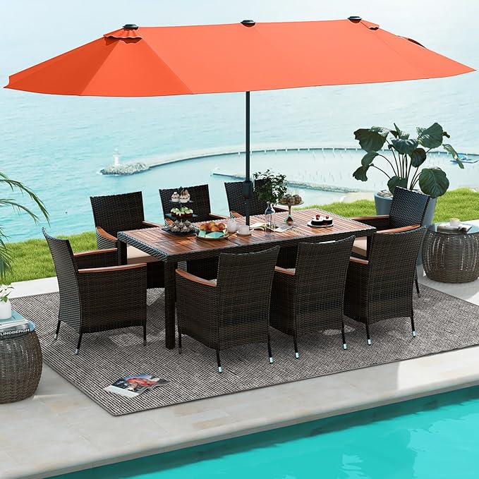 Tangkula 11 Piece Rattan Outdoor Dining Set - Image 2
