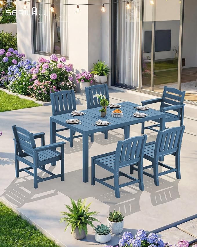 SERWALL 9-Piece Outdoor Dining Set, All Weather HDPE Outdoor Furniture Set - Image 9