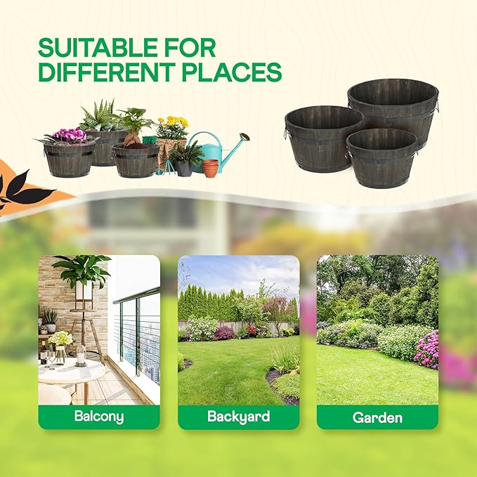 Idzo Set of 3 Wooden Flower Planters - Image 8