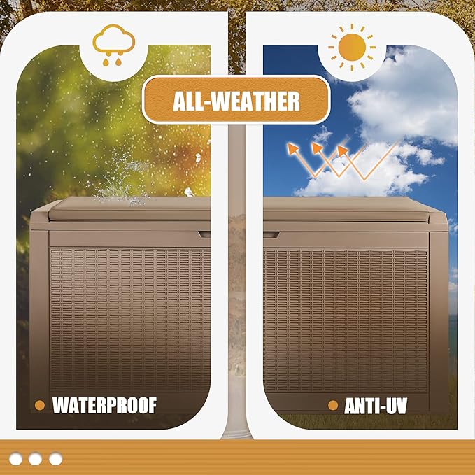 Devoko 100 Gallon Waterproof Large Resin Deck Box Outdoor Storage Box Indoor - Image 4