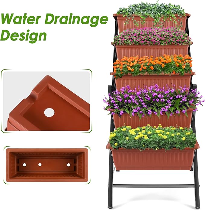 Suyncll Vertical Raised Garden Bed Planter Box, 5 Tiers Vertical Garden Planter - Image 2