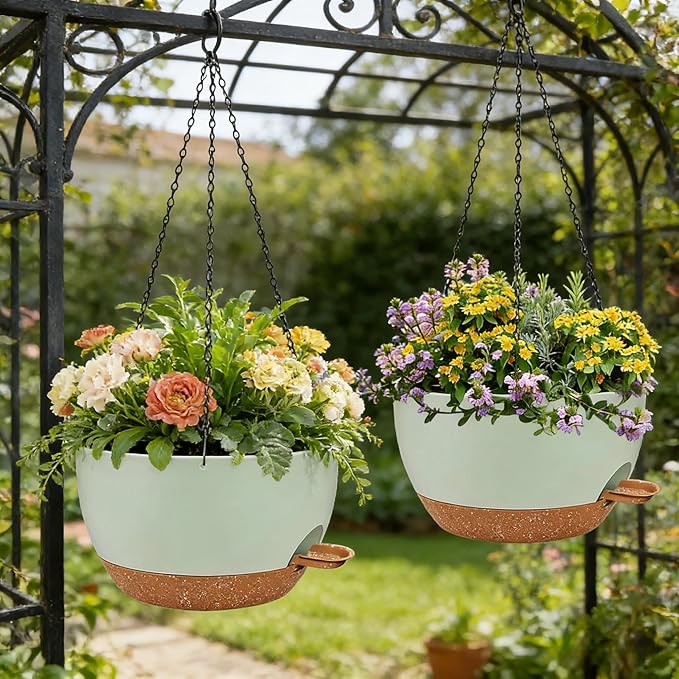 2 Pack 12 Inch Self Watering Hanging Planters - Image 2