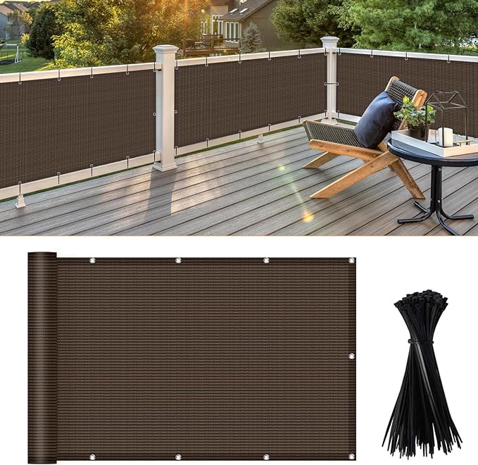 LOVE STORY 3'x6' Brown Balcony Screen Privacy Fence Cover UV Protection by LOVESTORY