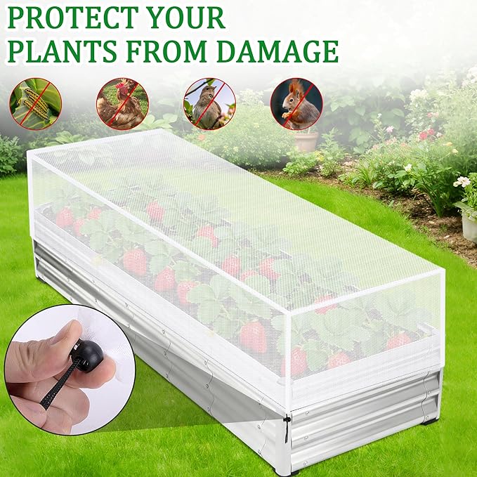 2 Pack Garden Netting for Raised Beds, 74.8" x 39.3" x 19.6" Garden Bed Insect - Image 6