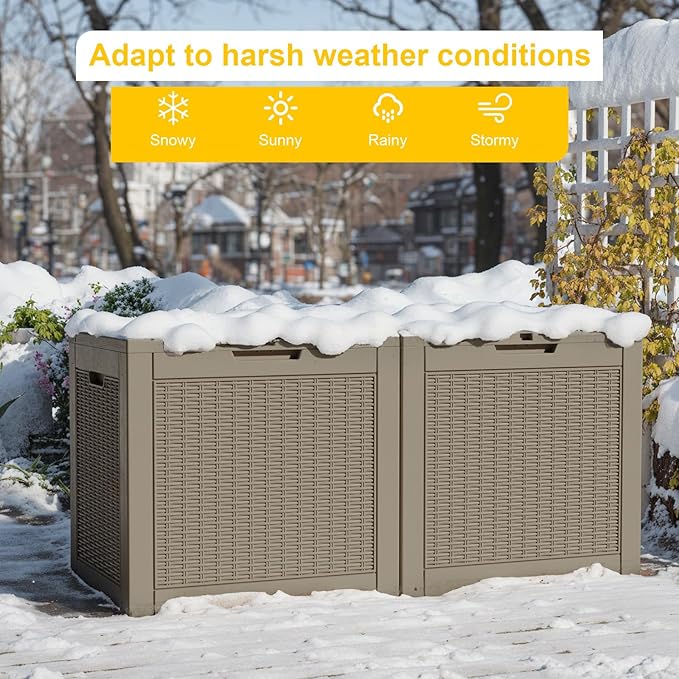 DRATO 34 Gallon Deck Boxes Resin Outdoor Storage Box UV Resistant Outside Deck - Image 6