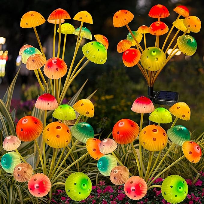 Kohlrabi Solar Garden Lights, 4 Pack Solar Mushroom Lights Outdoor, Upgraded - Image 2