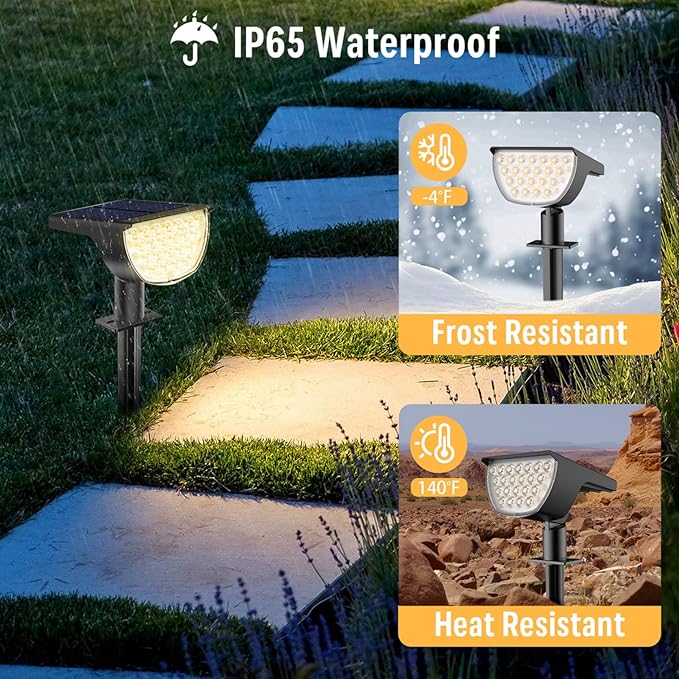 Solar Lights Outdoor Waterproof IP65, Solar Powered 76 LED 3 Lighting Modes - Image 3
