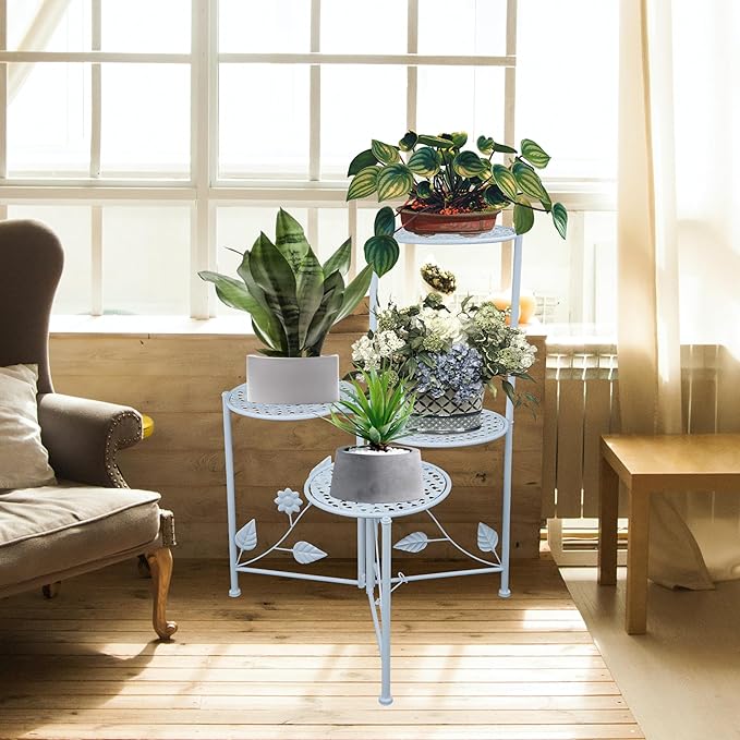 Plant Stand Indoor Outdoor, 3/4 Tier 30" Tall Metal Flower Pot Holder Shelves - Image 5