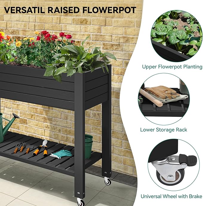 YITAHOME 43.3x17.7x34 in Elevated Garden Bed 2pcs, Outdoor Plastic Planter Box - Image 8