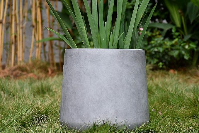 Kante 15.3" Dia Round Concrete Planter, Outdoor Indoor Large Plant Pots - Image 14