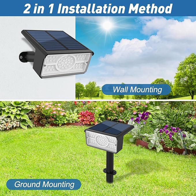 T-SUN Solar Spot Lights Outdoor, 4 Pack 49LED Landscape Spotlights, 2 Lighting - Image 5