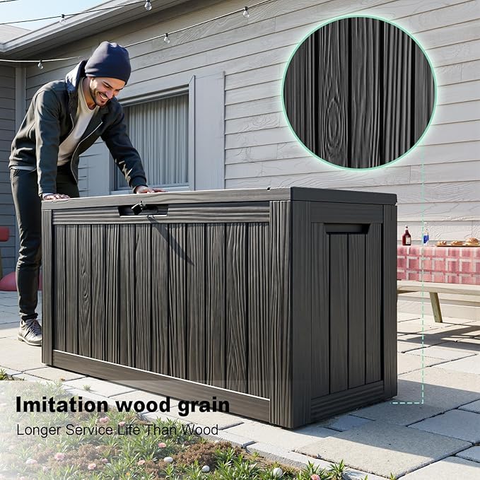 80 Gallon Outdoor Deck Box, Lockable Waterproof Outdoor Storage Boxes - Image 7