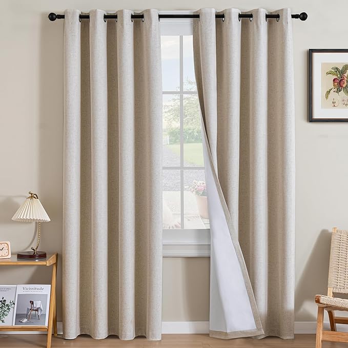H.VERSAILTEX Linen Curtains 100% Blackout Curtains by HVERSAILTEX