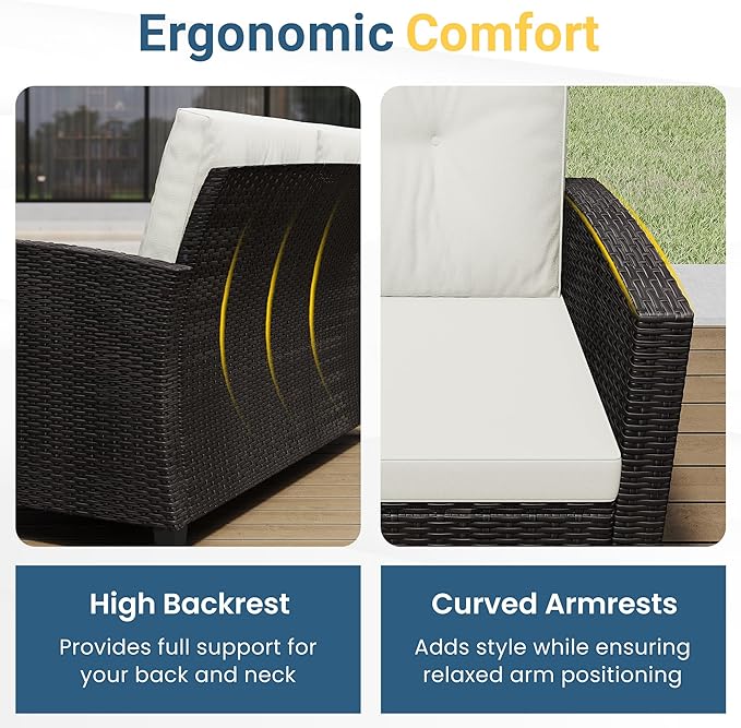 Wisteria Lane 4 Piece Patio Furniture Set, Wicker Outdoor Patio Conversation - Image 3
