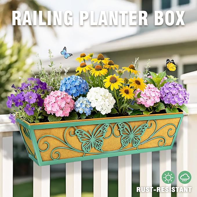 6 Pack 24 Inch Window Boxes Planter Railing Planters Box - Image 2
