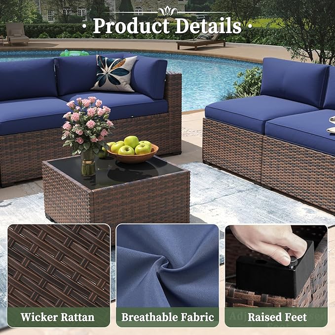 Aoxun 11 Piece Patio Furniture Set Wicker Rattan Patio Conversation Set Outdoor - Image 3
