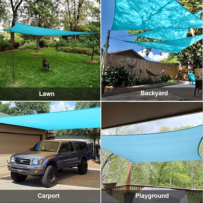 SUNLAX Sun Shade Sail 12' x 16' Turquoise Blue Rectangle Canopy Sail Shade - Image 8