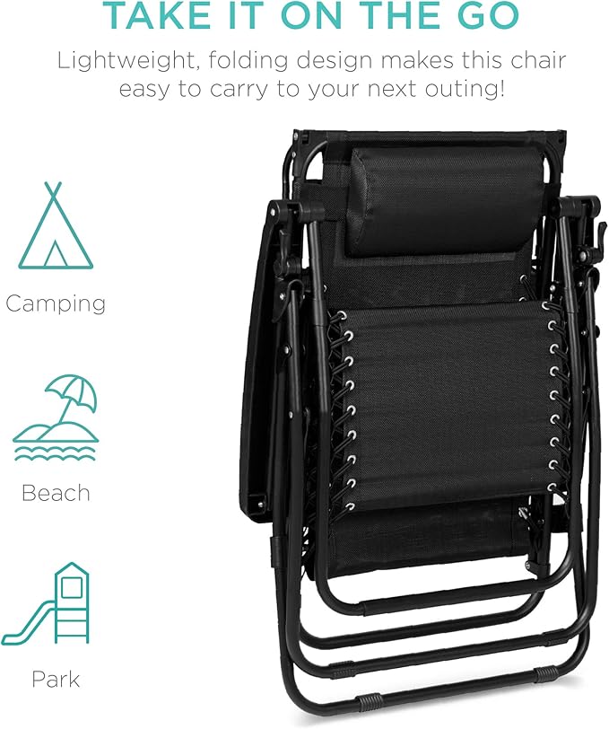 Best Choice Products Folding Zero Gravity Outdoor Recliner Patio Lounge Chair - Image 8