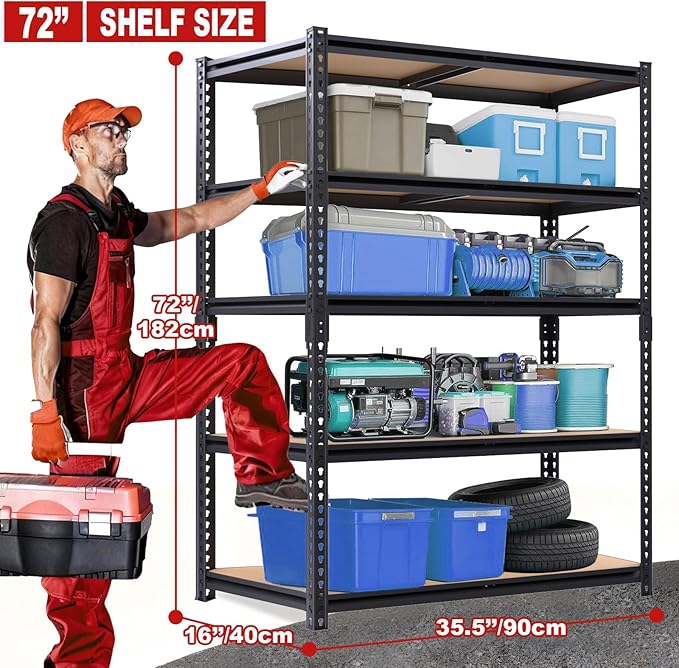 Garage Storage Shelves, 2400 LBS Heavy Duty Shelving, Metal Garage Shelves - Image 3
