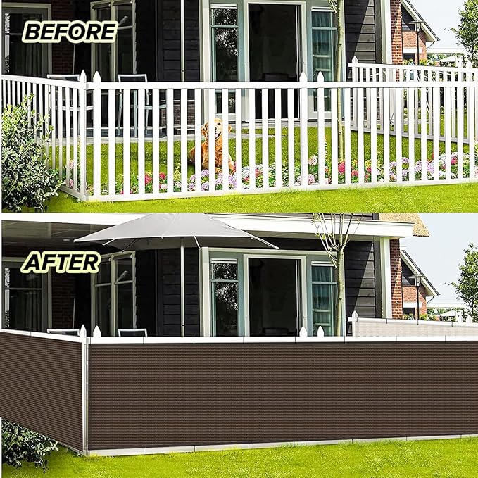 LOVE STORY 3'x6' Brown Balcony Screen Privacy Fence Cover UV Protection - Image 3