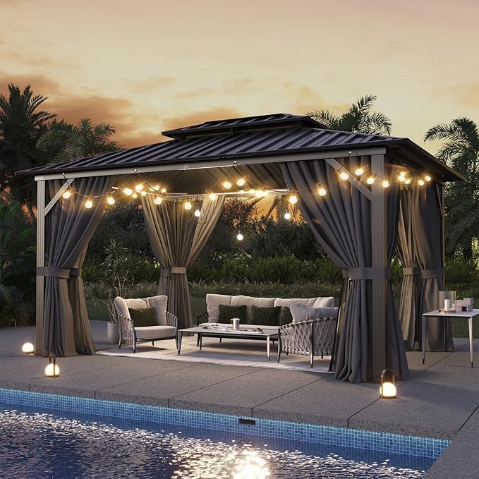 Aoxun 10'x12' Hardtop Gazebo, Aluminum Frame Canopy - Image 2
