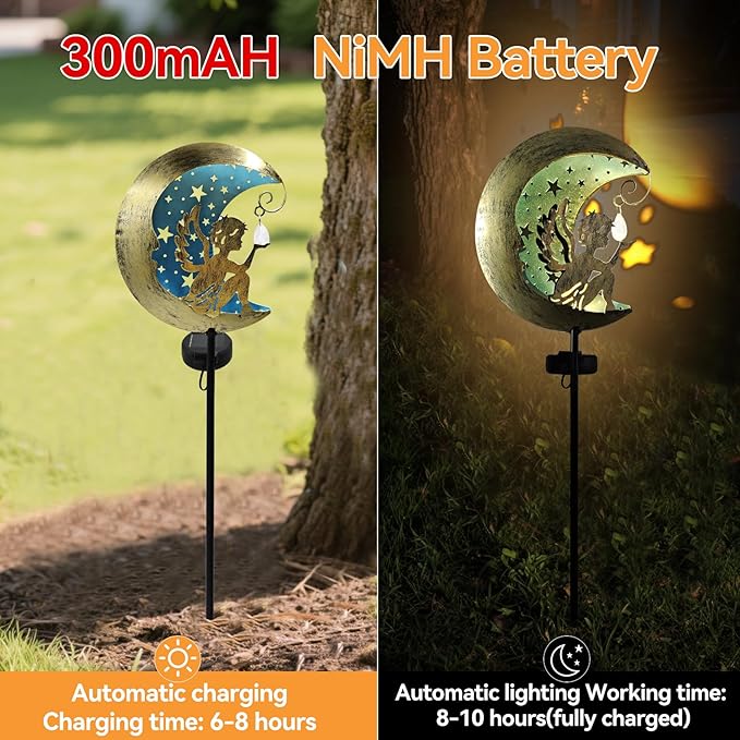 Solar Angel Moon Garden Stake Light – Outdoor Metal Yard Decoration - Image 6