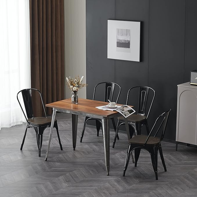 Nazhura Metal Dining Chair Farmhouse Tolix Style - Image 2