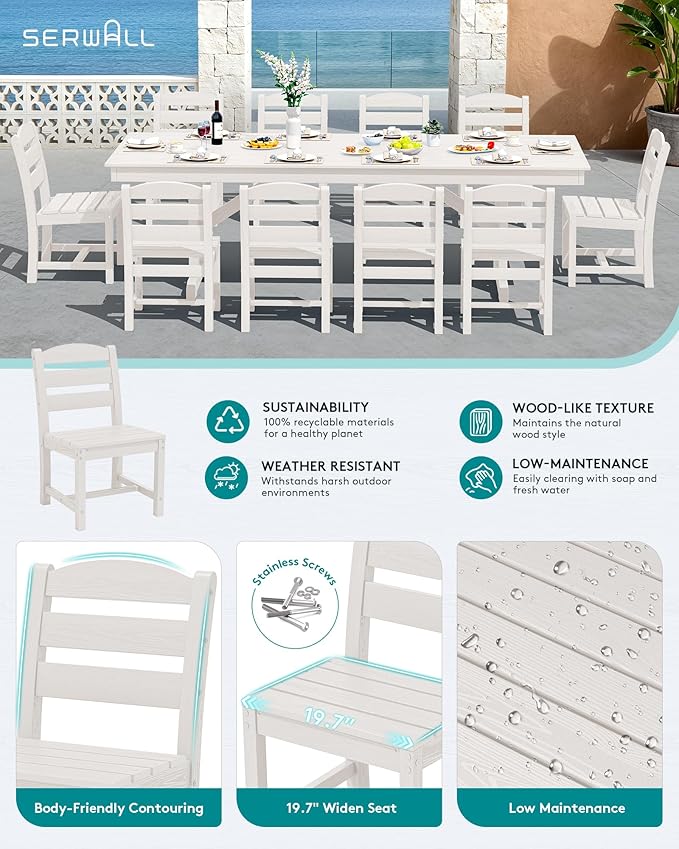 SERWALL 11 Piece Outdoor Dining Set - Image 4