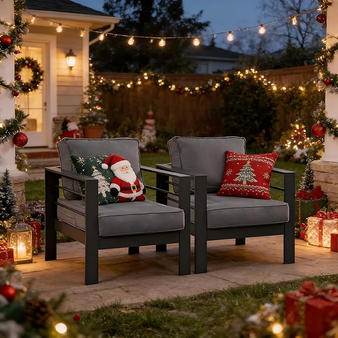 Kiss the Water Outdoor Patio Metal Furniture Chair, Deep Seating Patio Couch - Image 9