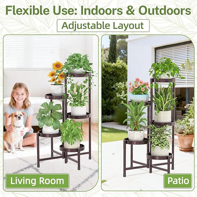 iDavosic.ly Plant Stand Indoor Outdoor, 5 Tier Corner Metal Flower Display - Image 6