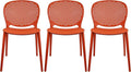 2xhome Set of 3 Patio Dining Chairs | Modern Stackable Outdoor Pool Side Chair by 2xhome
