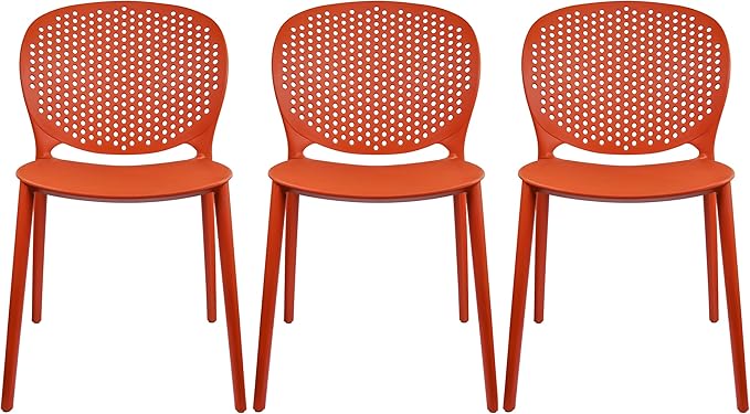 2xhome Set of 3 Patio Dining Chairs | Modern Stackable Outdoor Pool Side Chair by 2xhome