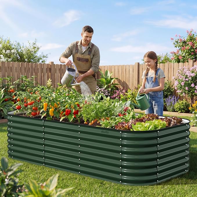 Kesfitt Raised Garden Bed Outdoor, Galvanized Steel Metal Raised Bed Planter - Image 9