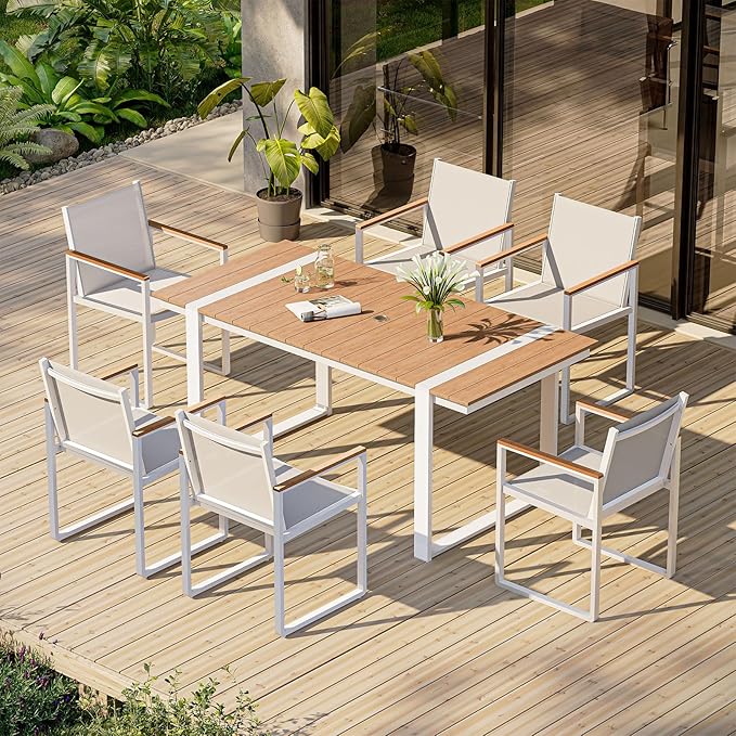 Outdoor Dining Table for 6, HDPS+ Aluminum Patio Dning Table - Image 6